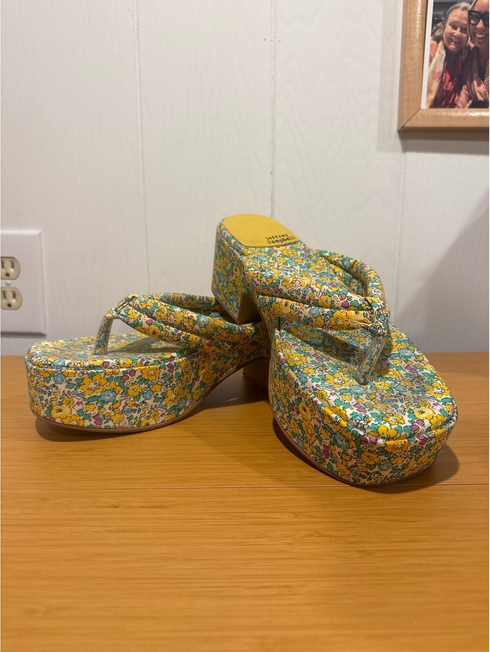 Floral Platform Flip Flop Sandals